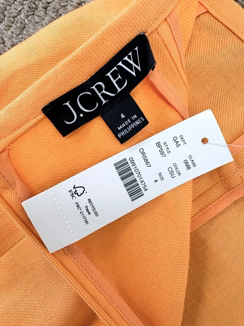 J. CrewStretch Linen-Blend Midi Pencil Skirt in Orange, Size 4